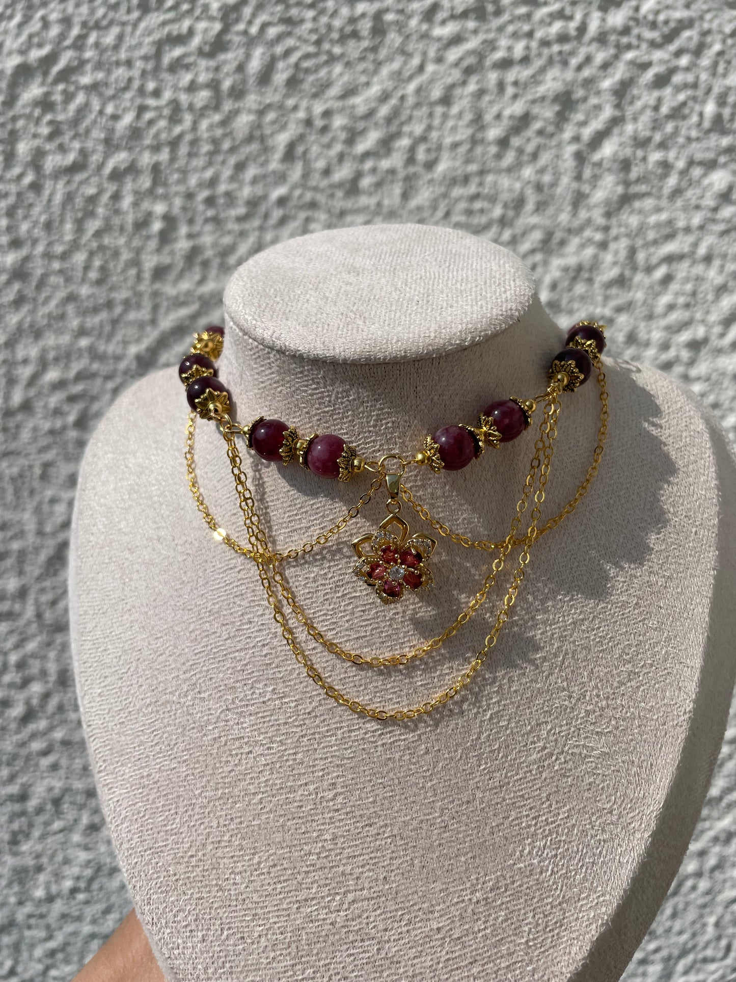 Collier « Rubélia » Grenat Rouge