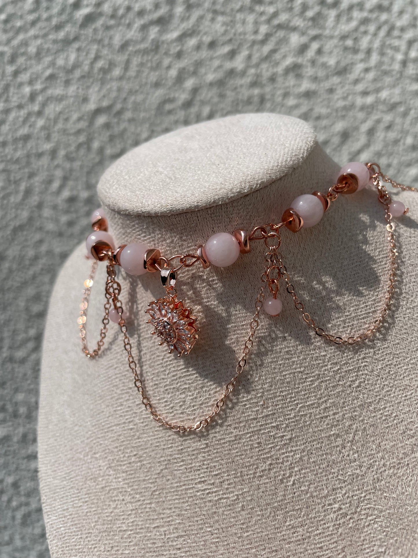 Collier « Soléane » Quartz rose
