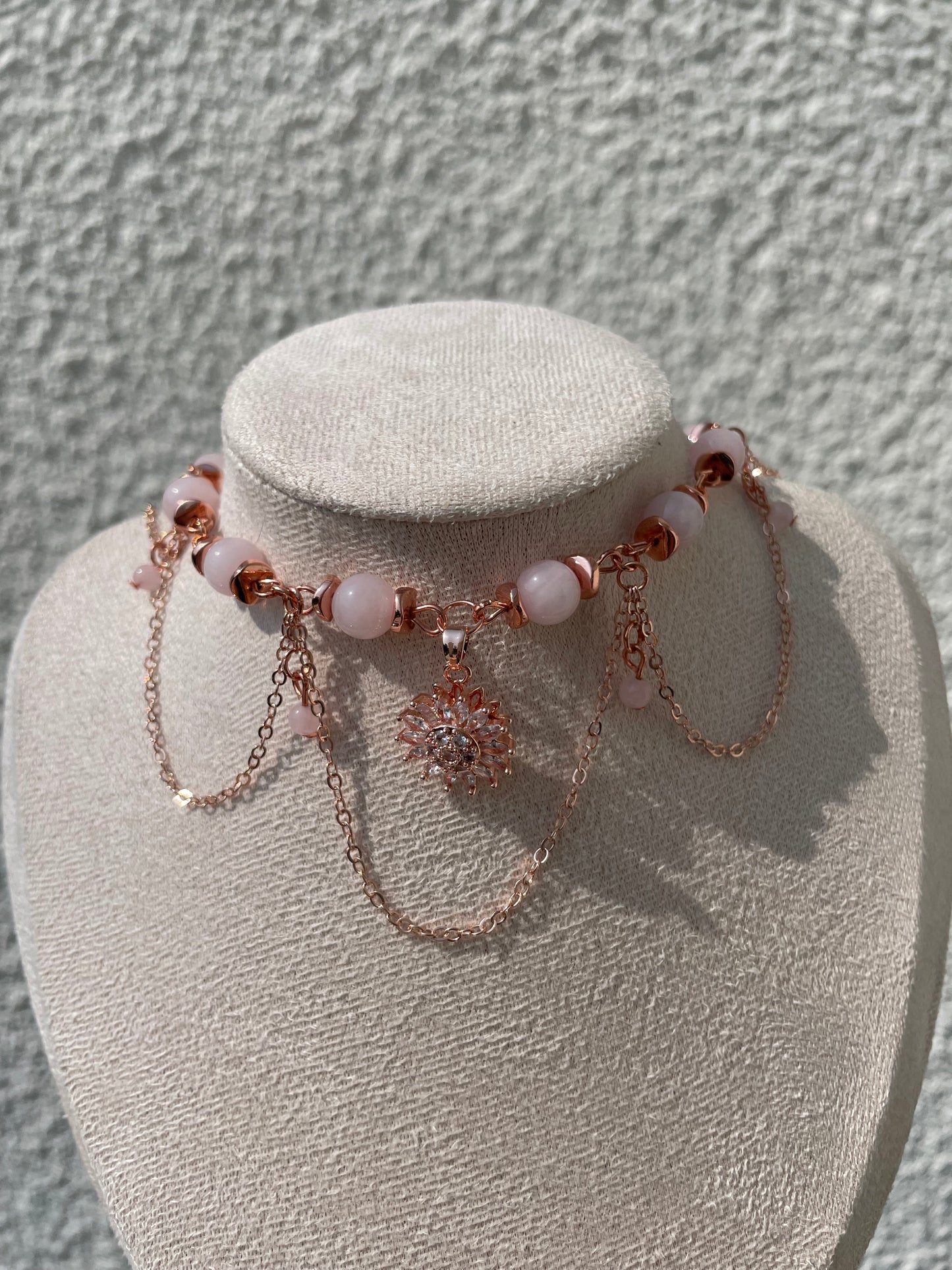 Collier « Soléane » Quartz rose