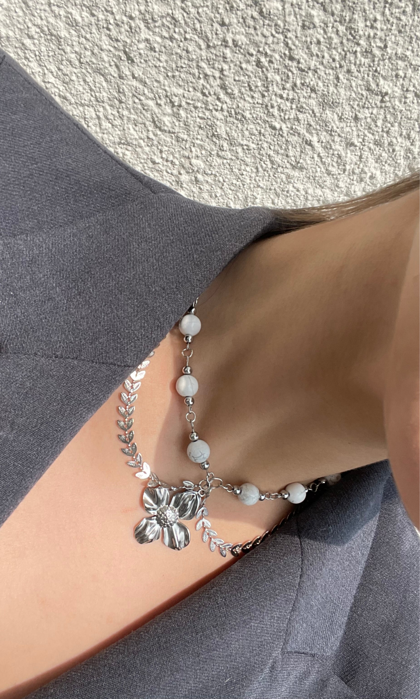 Parure « Neige Sacrée » Howlite Blanche