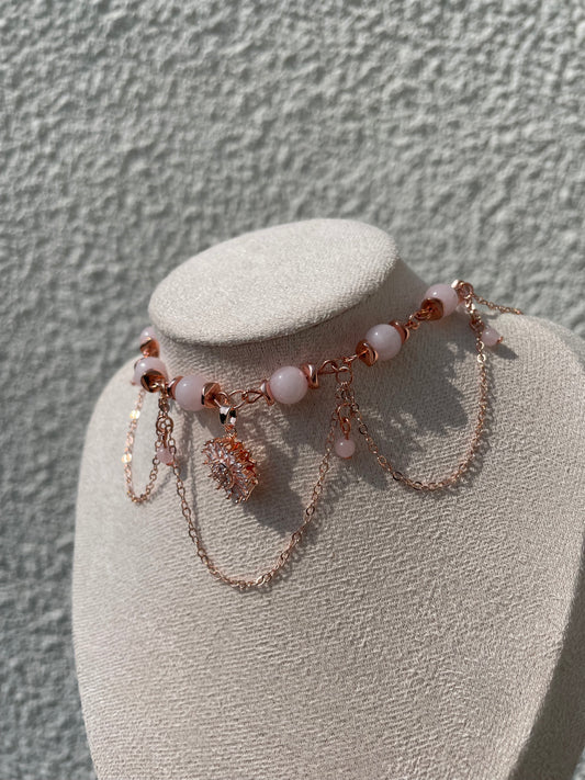 Collier « Soléane » Quartz rose