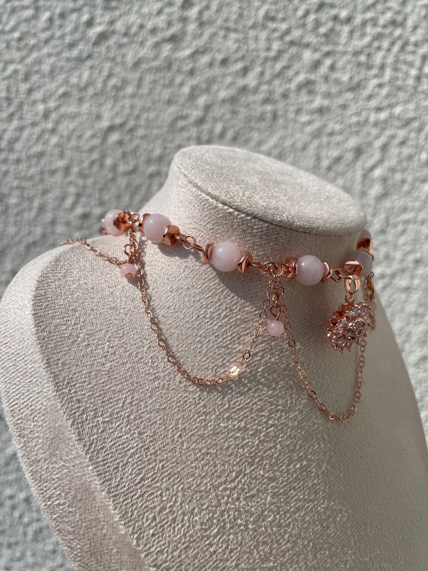 Collier « Soléane » Quartz rose