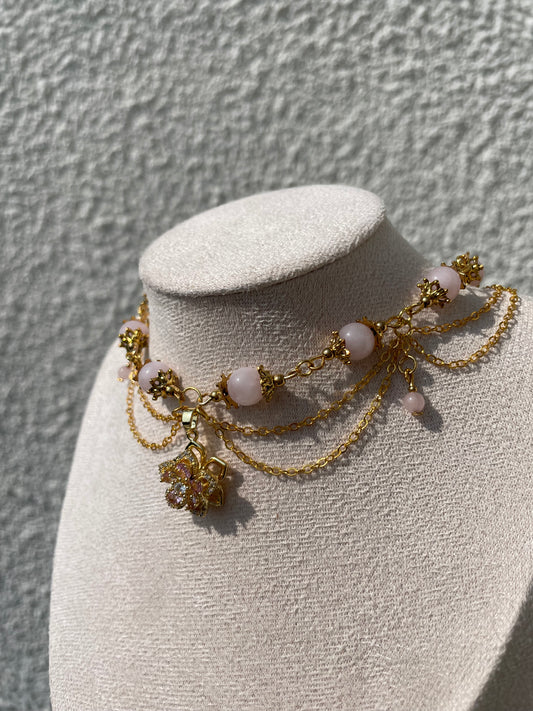 Collier « Oréline » Quartz rose