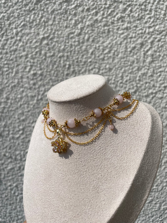 Collier « Oréline » Quartz rose