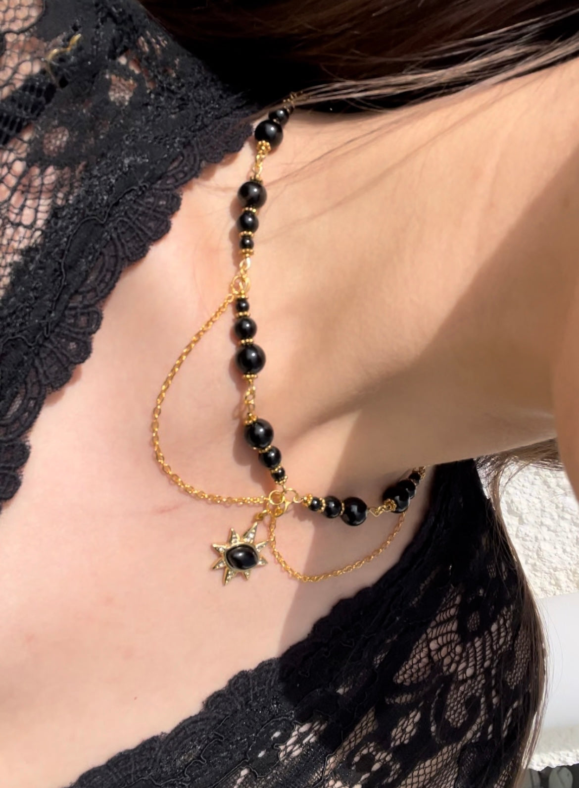 Collier « Soleil Noir » Onyx noir