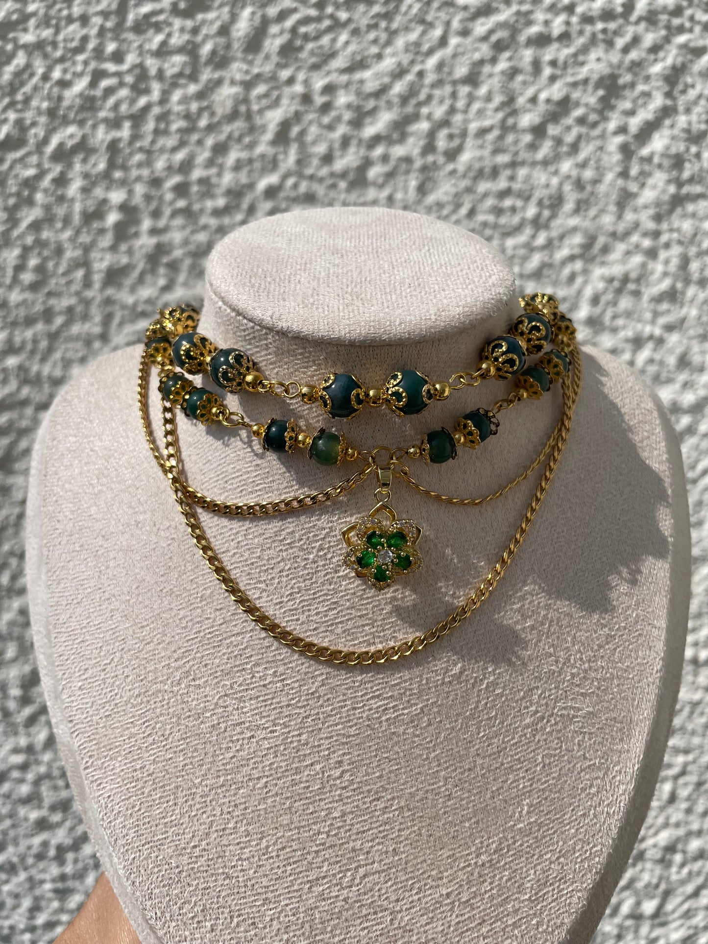 Collier « Émérande » Agate Mousse
