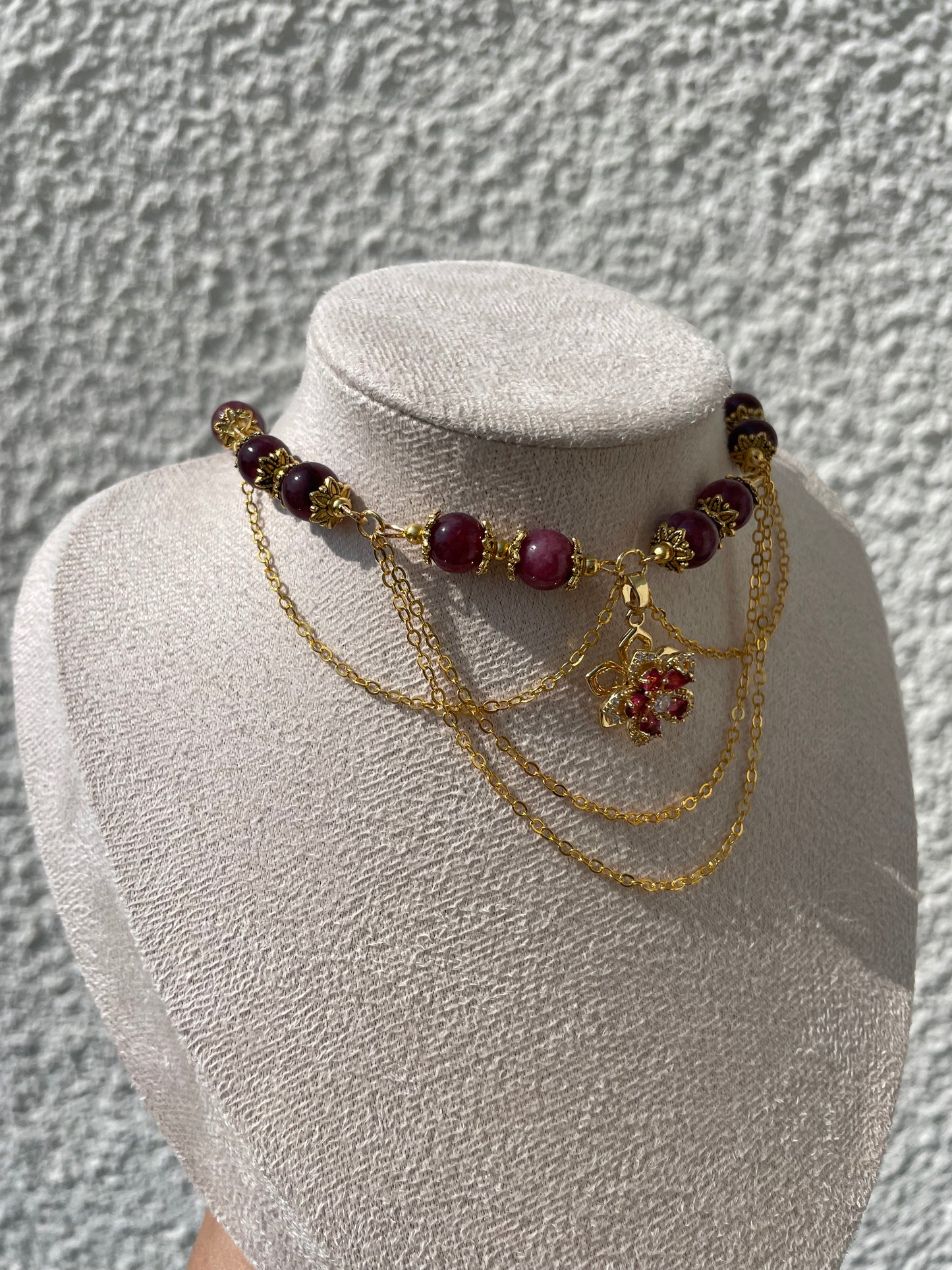 Collier « Rubélia » Grenat Rouge
