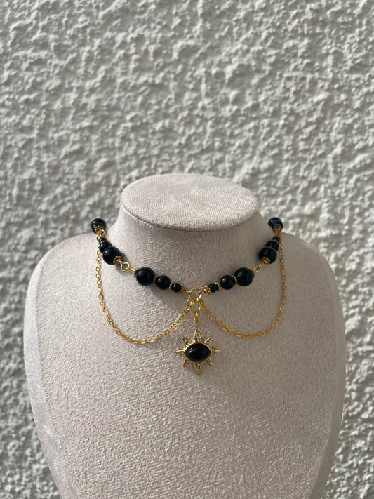 Collier « Soleil Noir » Onyx noir